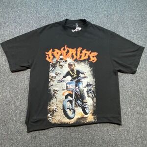 Joyride Graphic TShirt Sz M Mens Black Streetwear Skater Skulls Cropped‎ Hem
